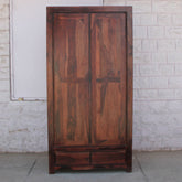 Handmade Indian Furniture Solid Hard Wood Cabinet Cupboard in Brown